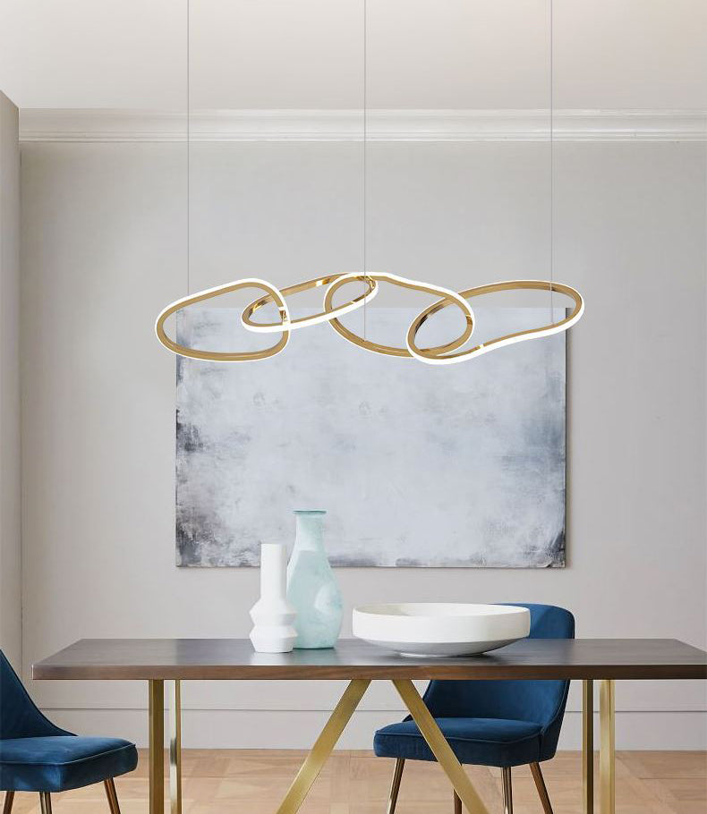 Illuminazione a sospensione lineare metallica moderna lampadario isola illuminazione