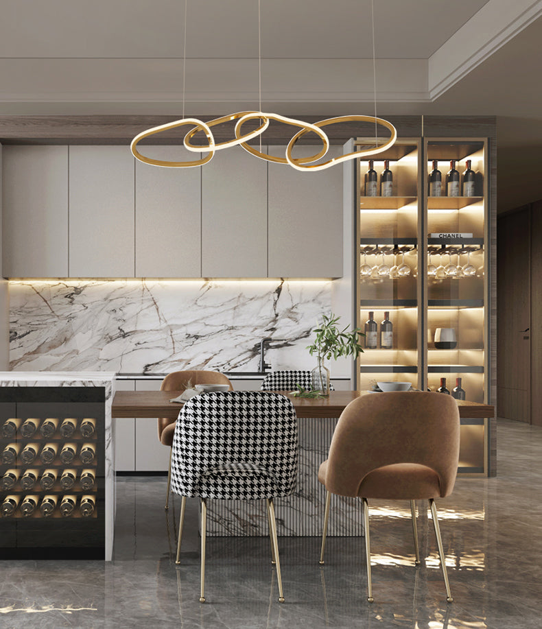 Illuminazione a sospensione lineare metallica moderna lampadario isola illuminazione