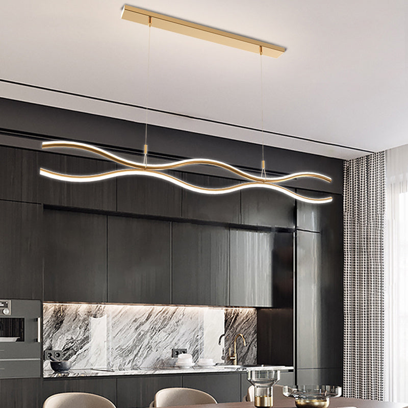 2 Light Linear Island Chandelier Modern Pendant Lighting Metal Island Lights