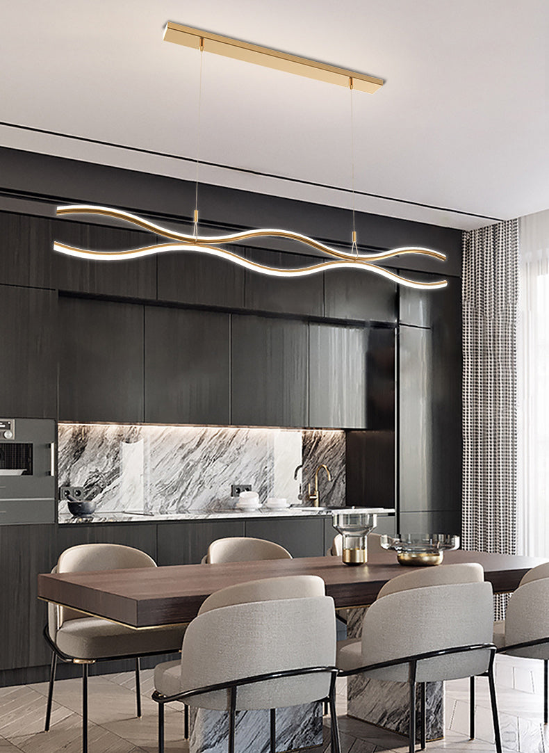 2 Light Linear Island Chandelier Modern Pendant Lighting Metal Island Lights