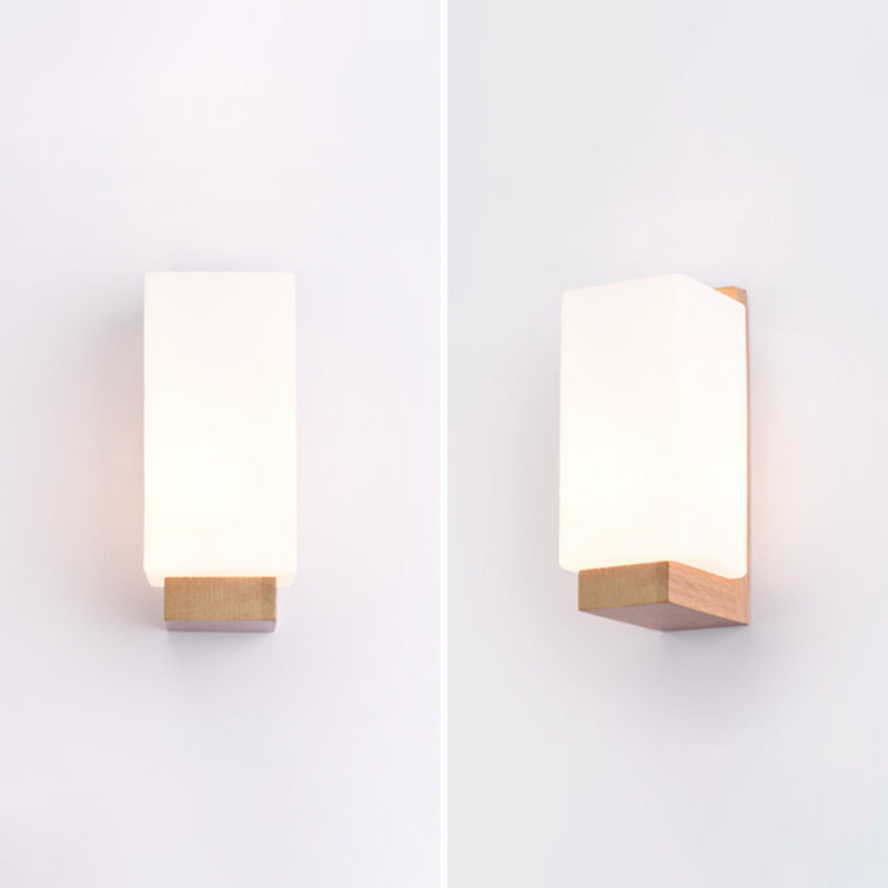 Luz de pared de color de registro de vidrio en la lámpara de pared rectangular de madera de estilo conciso moderno para espacios interiores