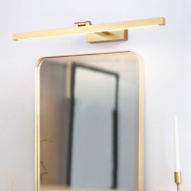 Metal Linear Shade Mirror Wall Lights Modern 1 Head Wall Mount Fixture in Gold