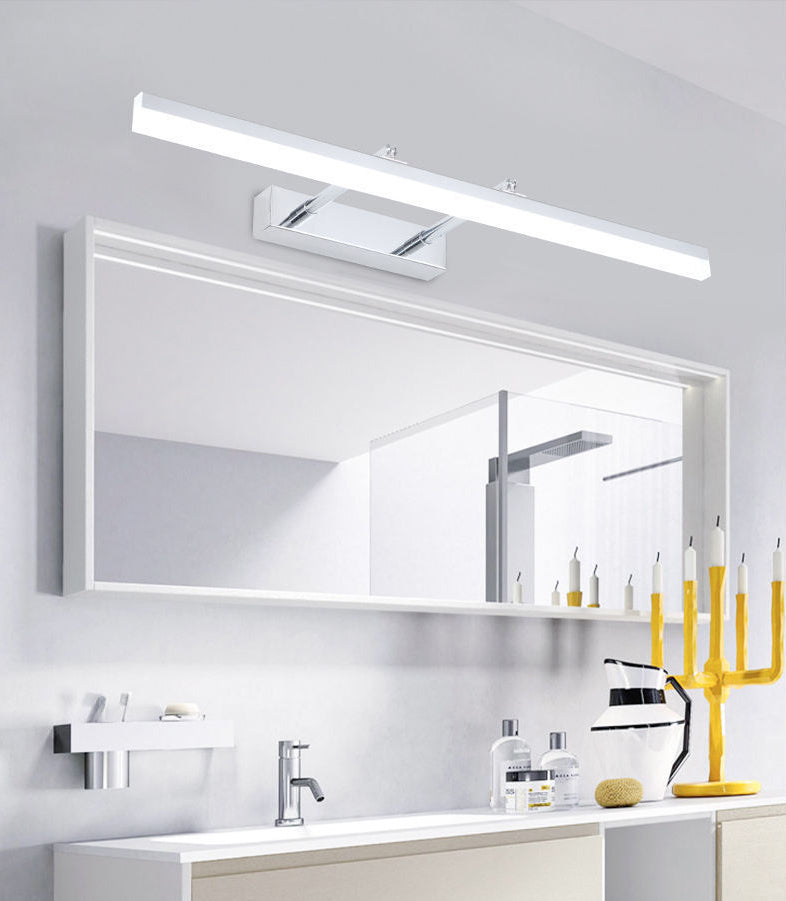 Metal Linear Shade Swing Arm Wall Lights Modern 1 Head Wall Mount Fixture in Silver