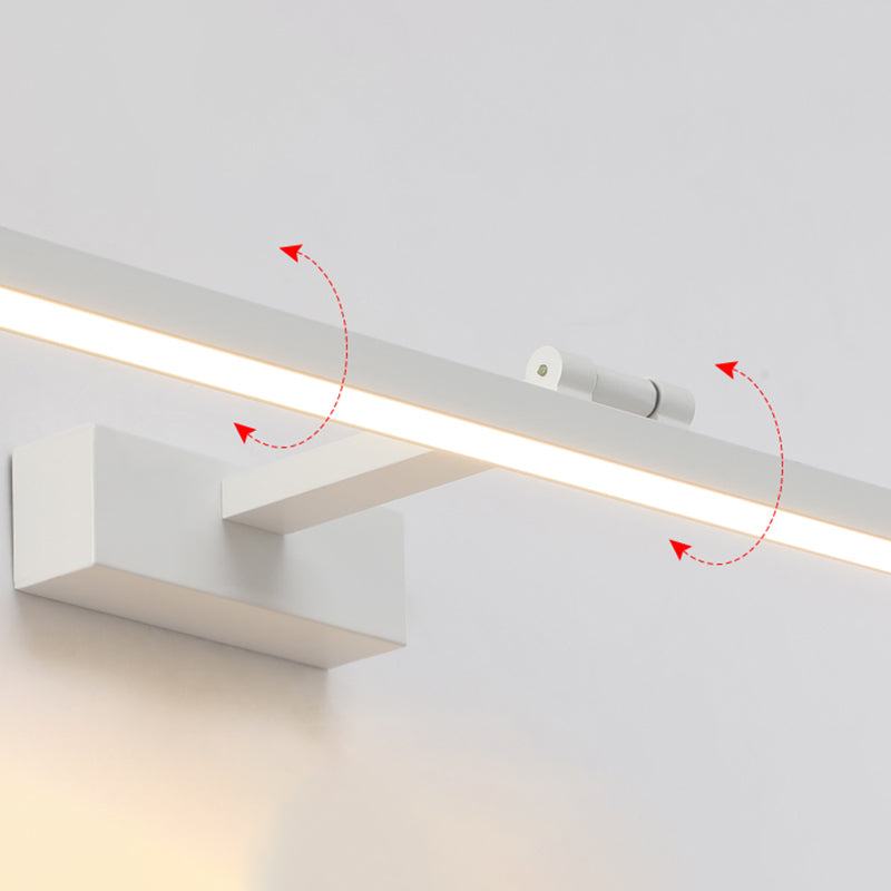 Acconde da muro di tonalità lineare a 1 luce moderna moderna illuminazione da parete specchio in stile semplice in bianco