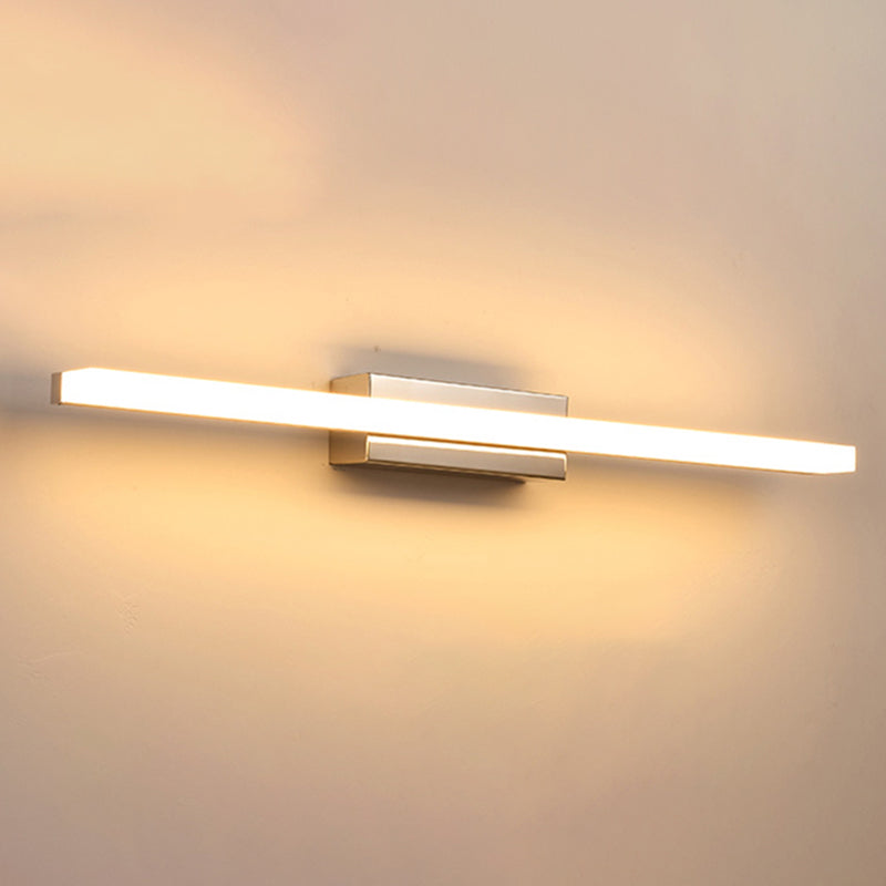 Metal Linear Shade Mirror Wall Lights Modern 1 Head Wall Mount Fixture in Silver