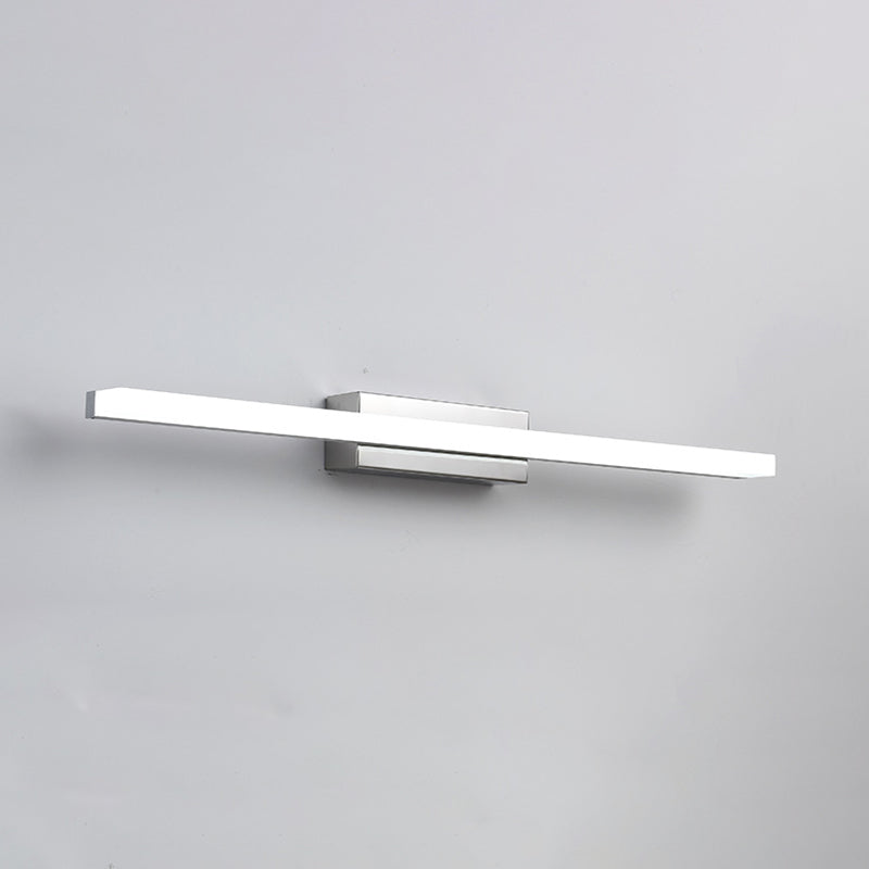 Metal Linear Shade Mirror Wall Lights Modern 1 Head Wall Mount Fixture in Silver