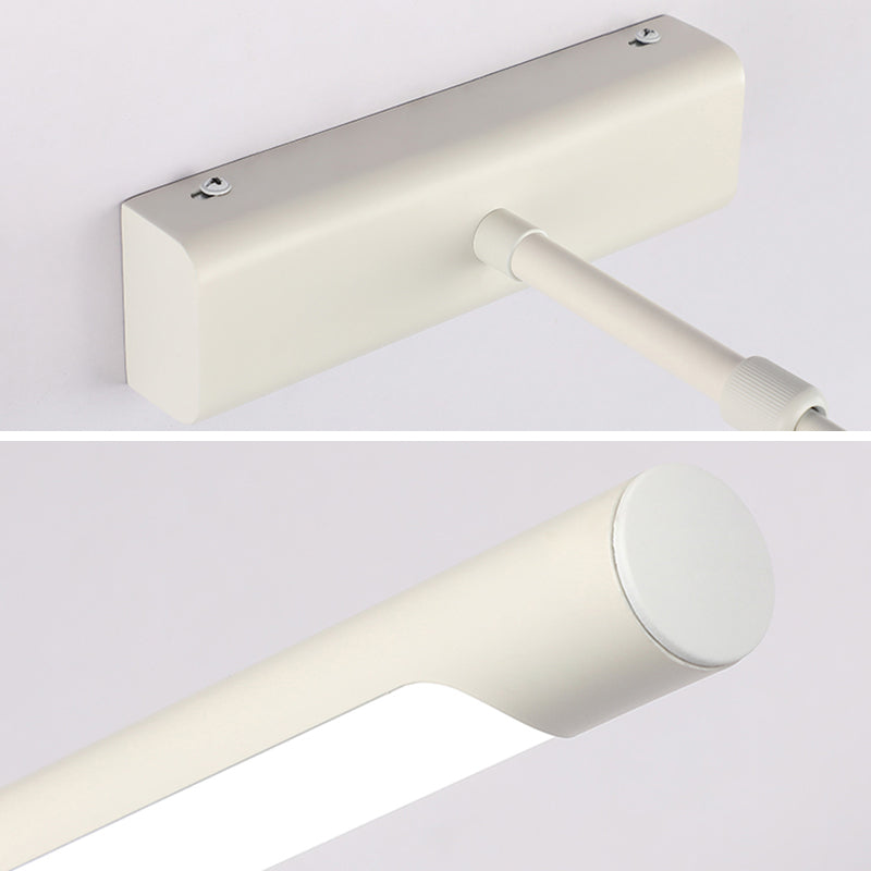 Linear Shade Swing Arm Wall Lighting Modern Style Metal 1 Light Sconce Lamp in White