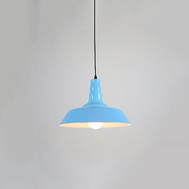 Modern Industrial Barn Shade Hanging Light, Macaron Metal 1-Light Pendant Lighting