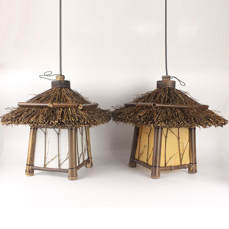 Chinese House Hanging Light Kit Bamboo 1-Light Ceiling Light for Dining Room