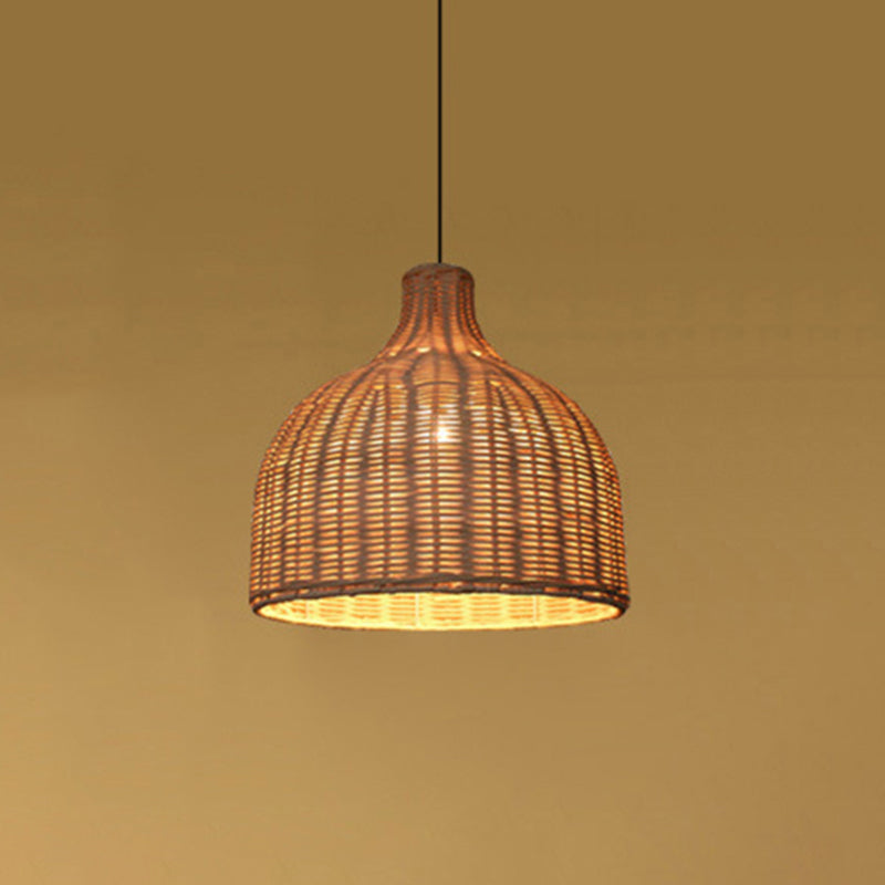 Asia Hanging Ceiling Light Rattan 1-Light Linear Ceiling Pendant Light