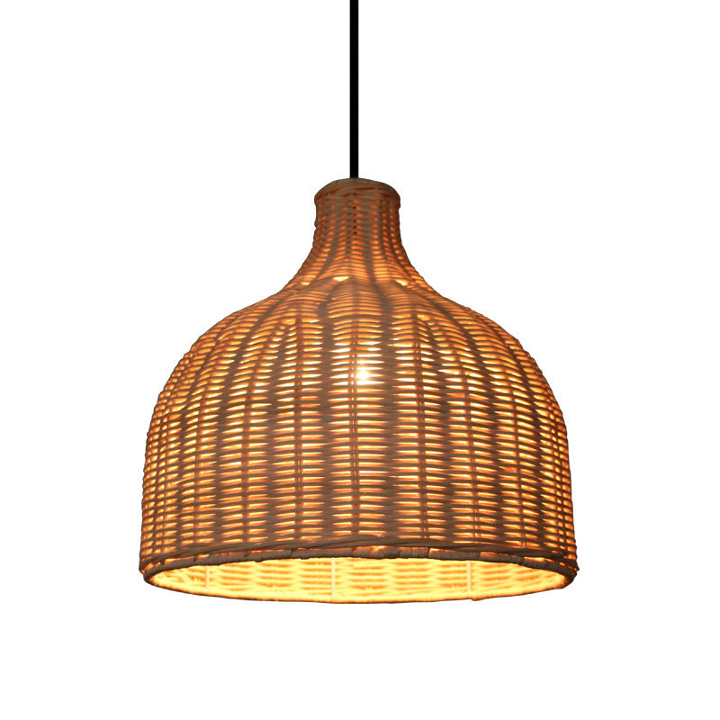 Asia Hanging Ceiling Light Rattan 1-Light Linear Ceiling Pendant Light