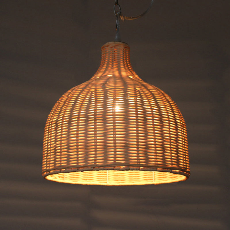 Asia Hanging Ceiling Light Rattan 1-Light Linear Ceiling Pendant Light