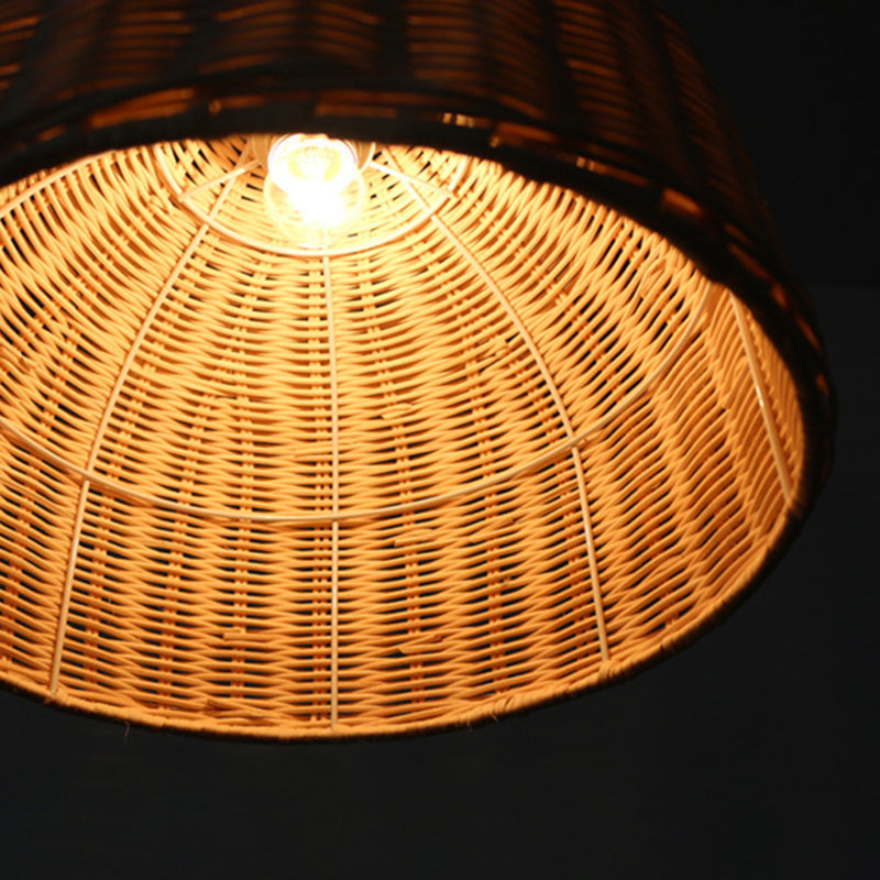 Asia Hanging Ceiling Light Rattan 1-Light Linear Ceiling Pendant Light