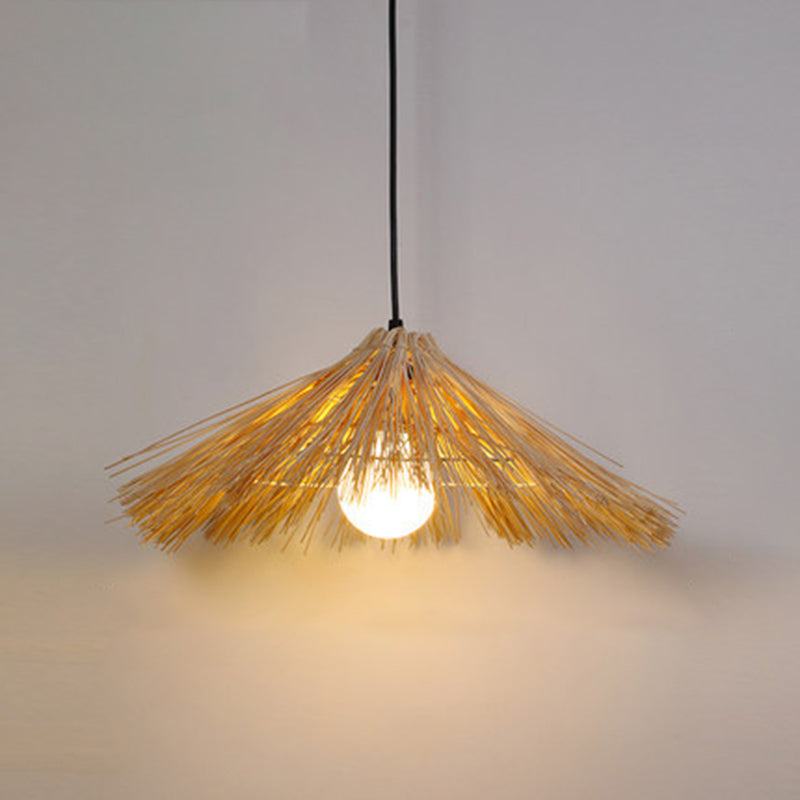 Rattan Asia Hanging Lamp Kit 1-Light Down Lighting Pendant for Bedroom