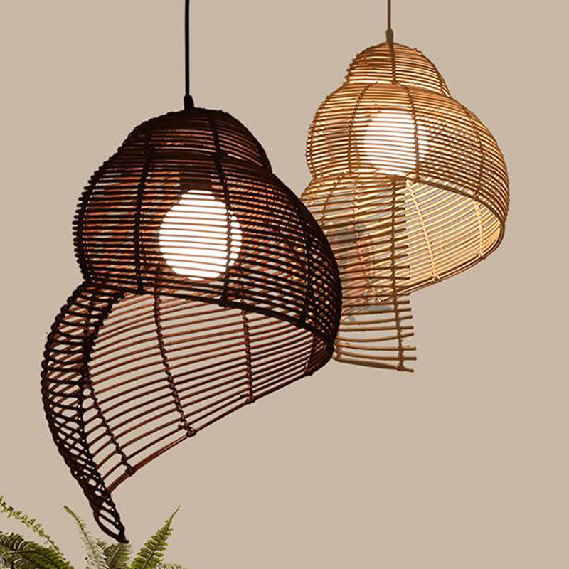 Bamboo Asia Pendant Light 1-Light Hanging Ceiling Light for Dining Room