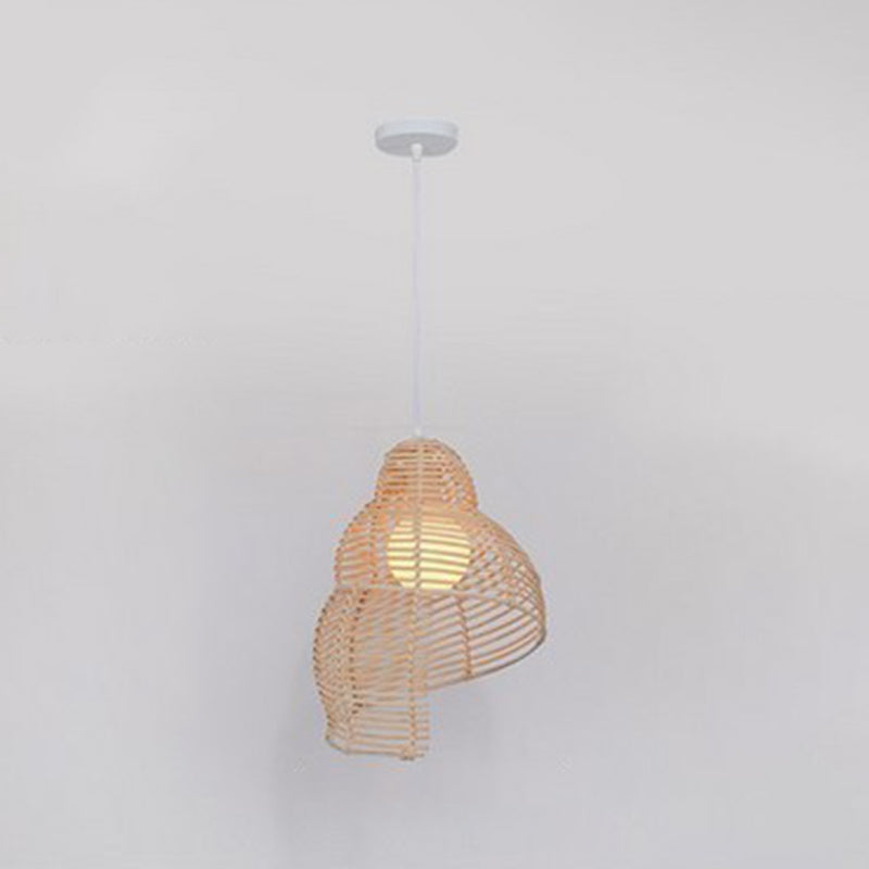 Bamboo Asia Pendant Light 1-Light Hanging Ceiling Light for Dining Room