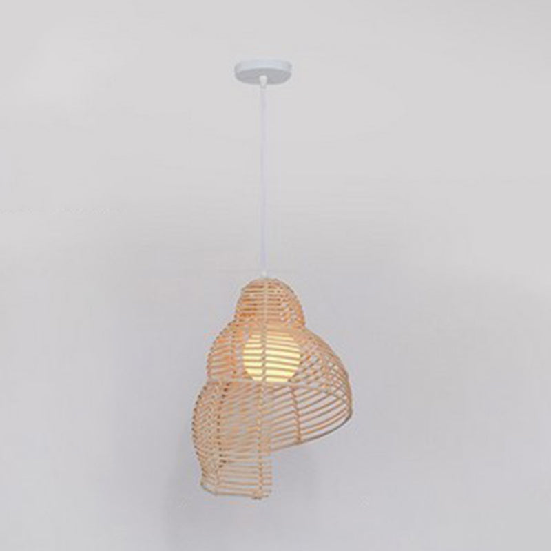 Bamboo Asia Pendant Light 1-Light Hanging Ceiling Light for Dining Room