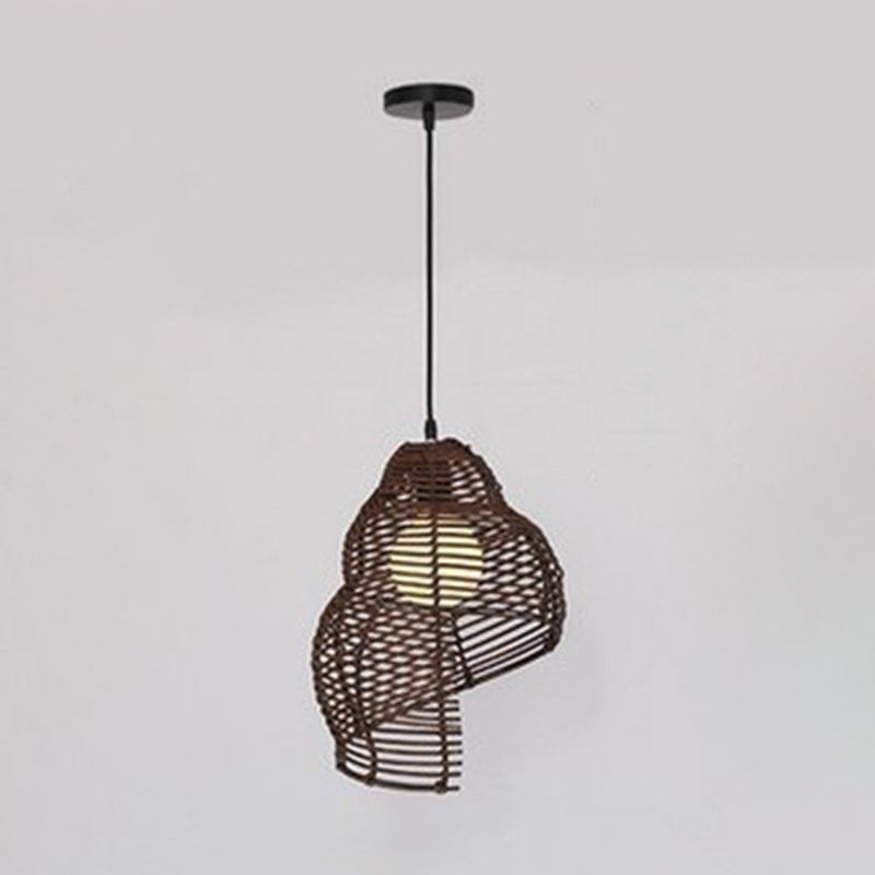 Bamboo Asia Pendant Light 1-Light Hanging Ceiling Light for Dining Room