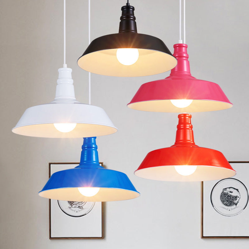 Nordic Bell Shade Hanging Light, Macaron Style Metal 1-Light Hanging Light Fixtures for Indoor