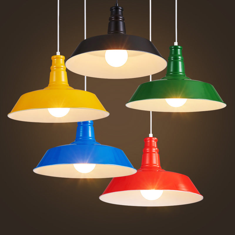 Nordic Bell Shade Hanging Light, Macaron Style Metal 1-Light Hanging Light Fixtures for Indoor