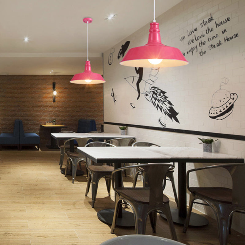 Nordic Bell Shade Hanging Light, Macaron Style Metal 1-Light Hanging Light Fixtures for Indoor