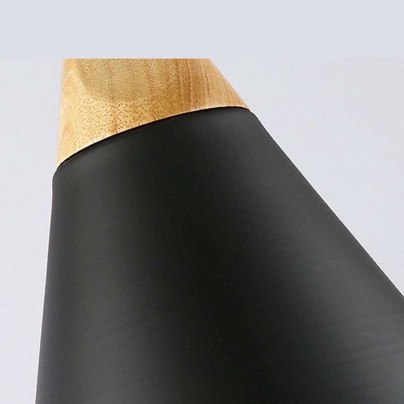 Nordic Simple Style Pendant Light, Macaron Color Conical Shade Hanging Light with Wooden Top