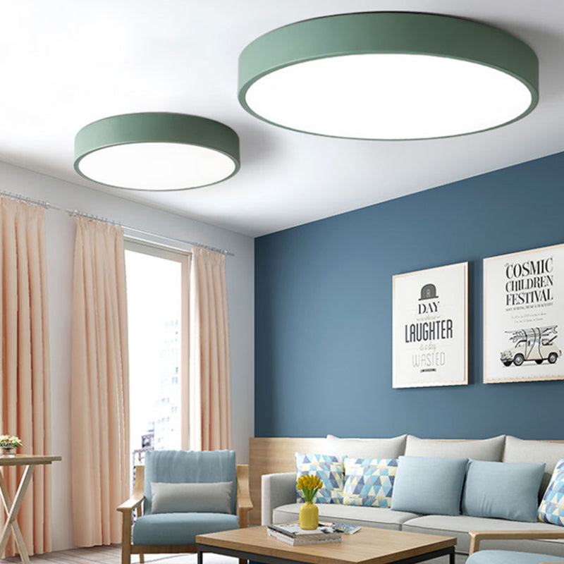 Lámpara de techo empotrada LED de metal redondo, estilo moderno, 1 luz, montaje empotrado