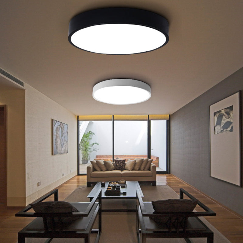 Lámpara de techo empotrada LED de metal redondo, estilo moderno, 1 luz, montaje empotrado
