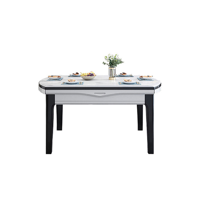 Modern Kitchen Dining Room Set with Sintered Stone Top and Black Base Dining Furniture Set