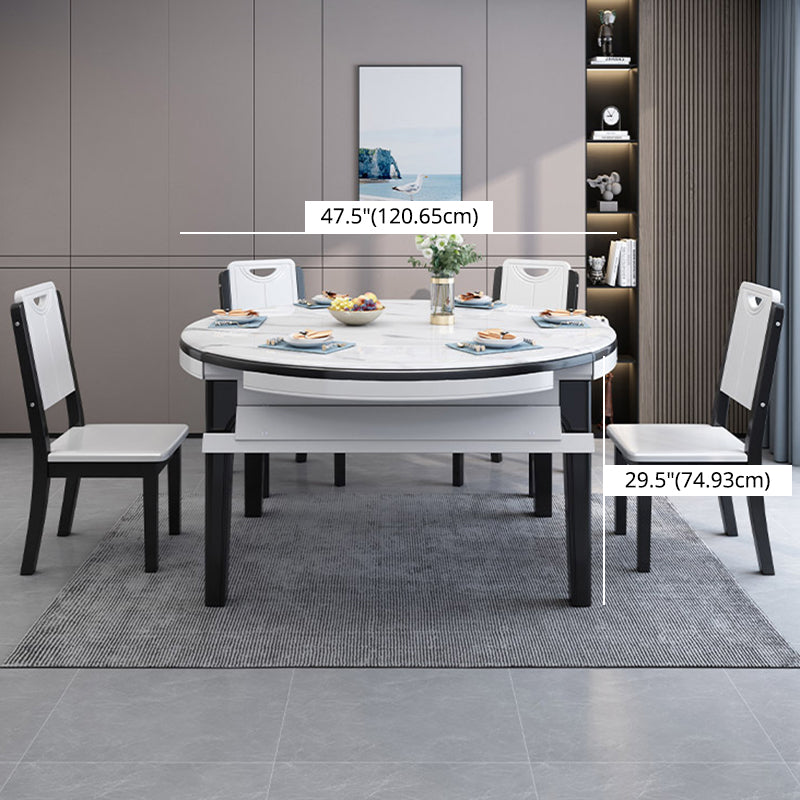 Modern Kitchen Dining Room Set with Sintered Stone Top and Black Base Dining Furniture Set