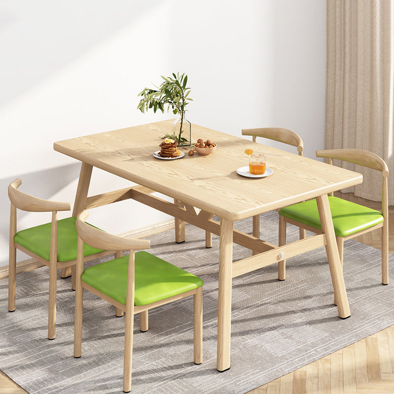 Wooden Modern Dining Room Set Standard Height with Trestle Base Formal Table Set for Home Use