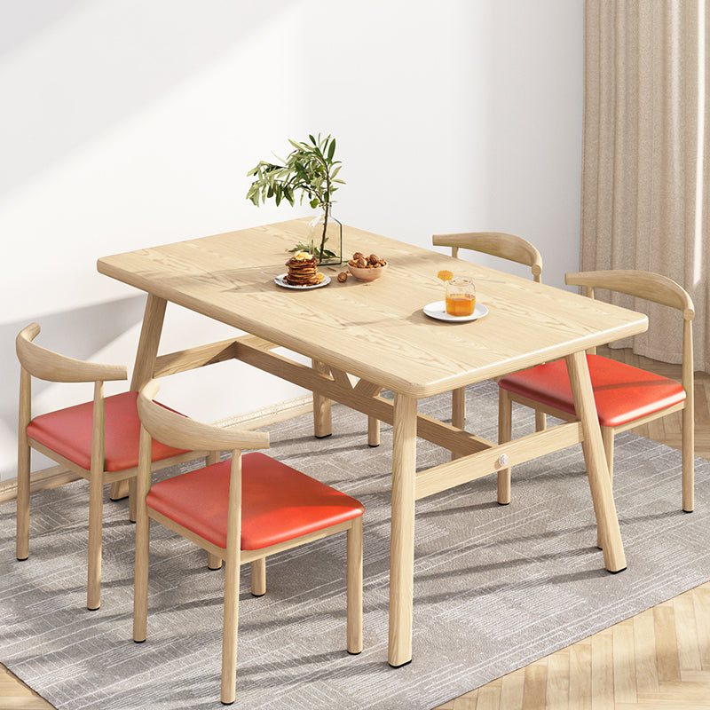 Wooden Modern Dining Room Set Standard Height with Trestle Base Formal Table Set for Home Use