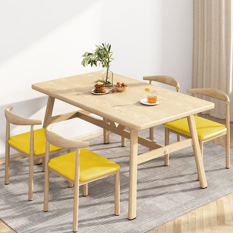 Wooden Modern Dining Room Set Standard Height with Trestle Base Formal Table Set for Home Use