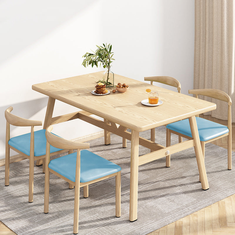 Wooden Modern Dining Room Set Standard Height with Trestle Base Formal Table Set for Home Use