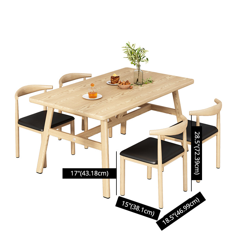 Wooden Modern Dining Room Set Standard Height with Trestle Base Formal Table Set for Home Use