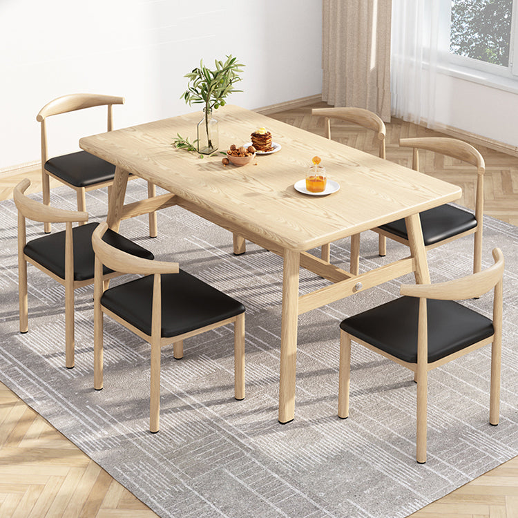 Wooden Modern Dining Room Set Standard Height with Trestle Base Formal Table Set for Home Use