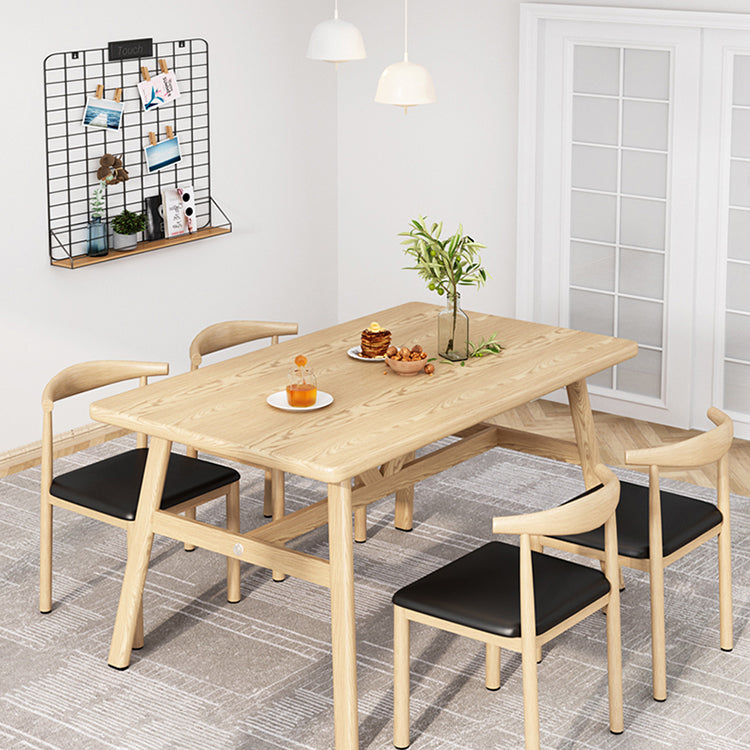 Wooden Modern Dining Room Set Standard Height with Trestle Base Formal Table Set for Home Use