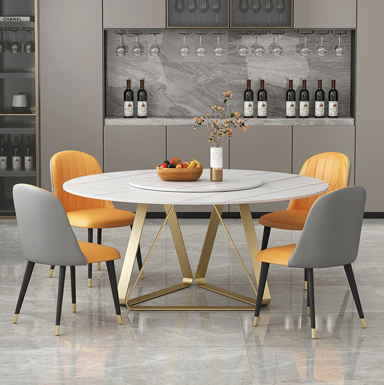 Modern Style Sintered Stone White Dining Room Set with Round Table Home Dining Table Furniture