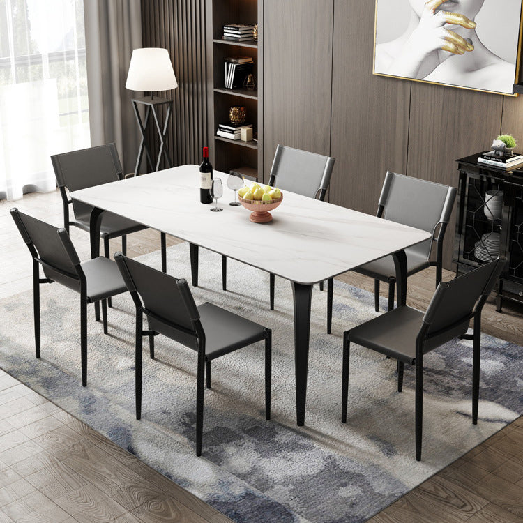 Contemporary Dining Set with Sintered Stone Dining Table and Padded Chairs