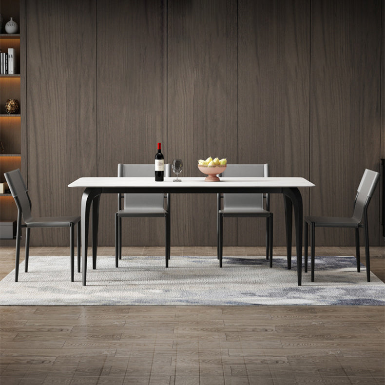 Contemporary Dining Set with Sintered Stone Dining Table and Padded Chairs