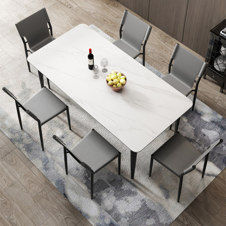 Contemporary Dining Set with Sintered Stone Dining Table and Padded Chairs