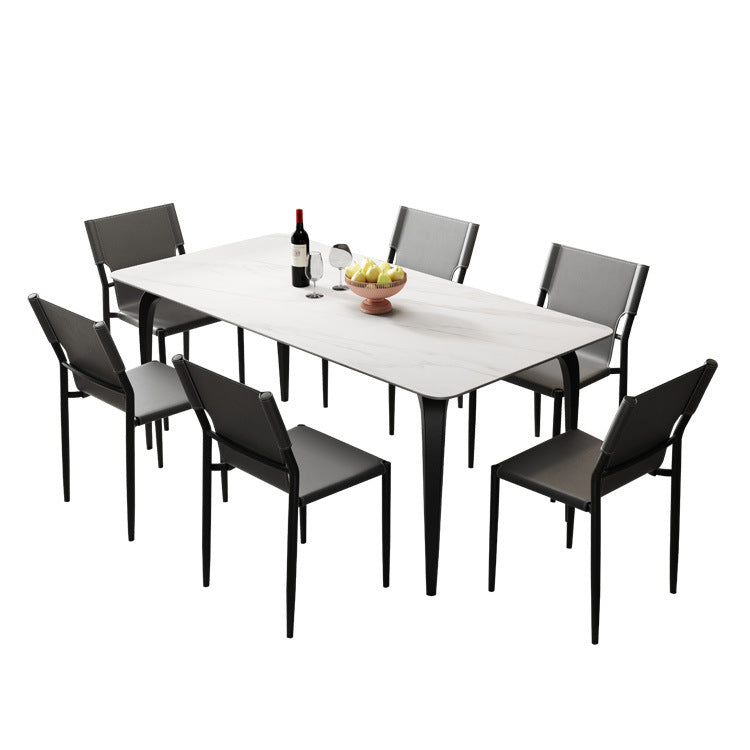 Contemporary Dining Set with Sintered Stone Dining Table and Padded Chairs
