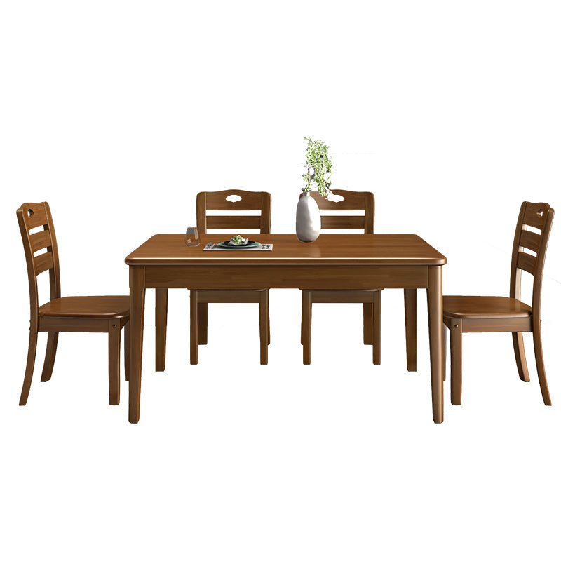Minimalist Dining Room Set Rectangular Solid Wood Dining Table with Four-leg