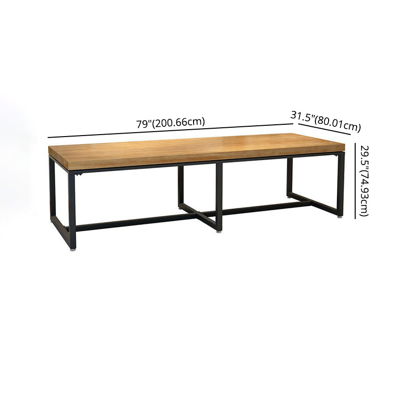 Industrial Wooden Dining Room Set with Rectangle Table and Black Legs Dining Table Furniture