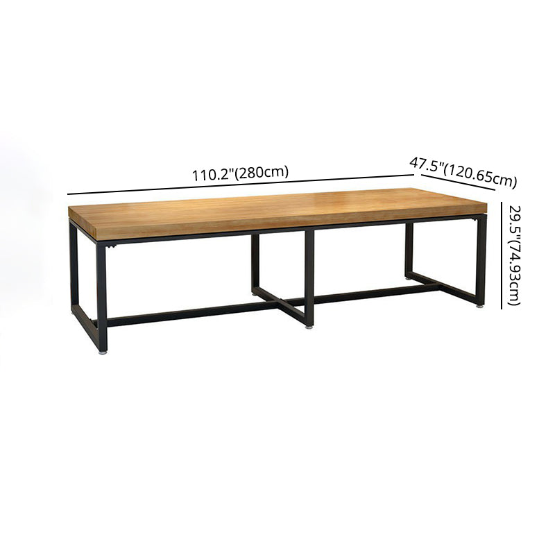 Industrial Wooden Dining Room Set with Rectangle Table and Black Legs Dining Table Furniture