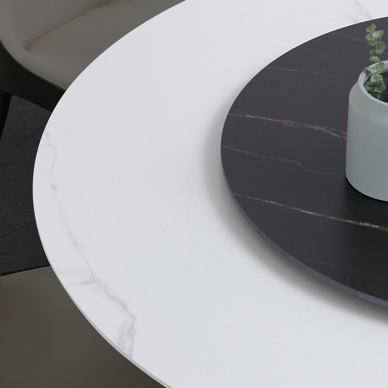 Modern Style Sintered Stone White Dining Room Set with Round Table Dining Table Furniture