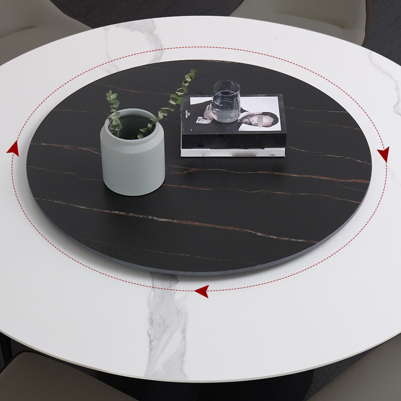 Modern Style Sintered Stone White Dining Room Set with Round Table Dining Table Furniture