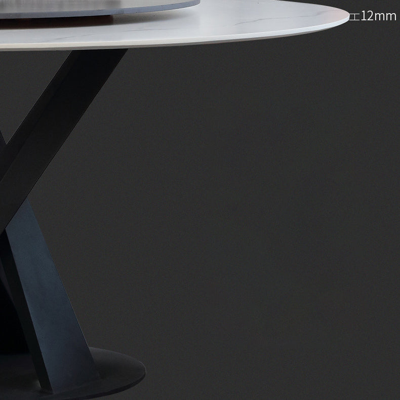 Modern Style Sintered Stone White Dining Room Set with Round Table Dining Table Furniture