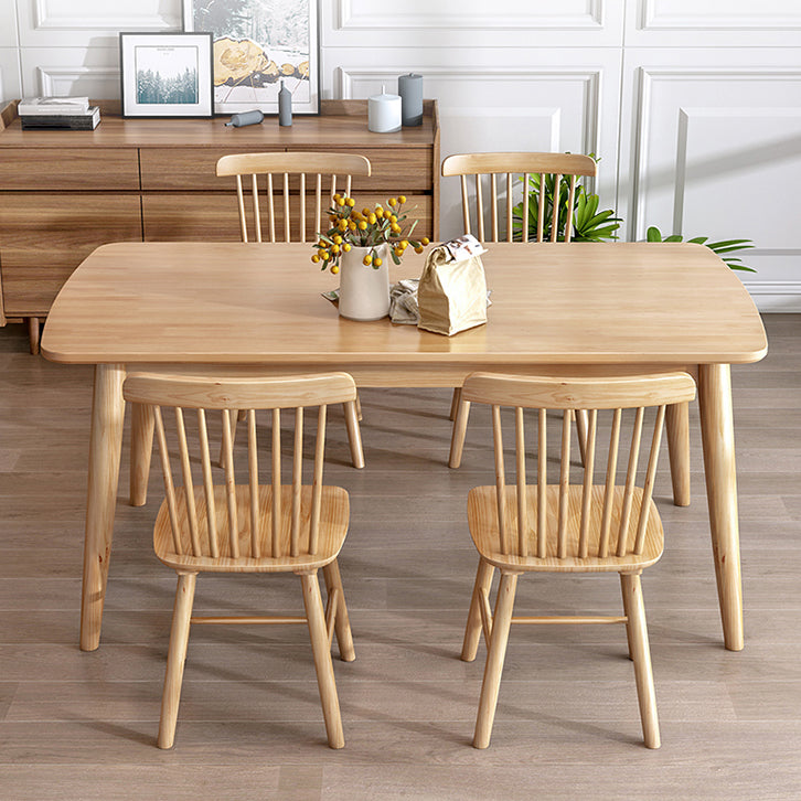 Modern Rectangle Shape Khaki Dining Set Solid Wood Standard Dining Set for Kitchen