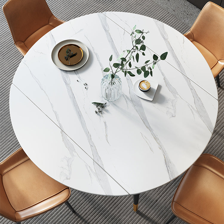 Modern Sintered Stone Dining Room Set with Black Base Dining Furniture for Home Use